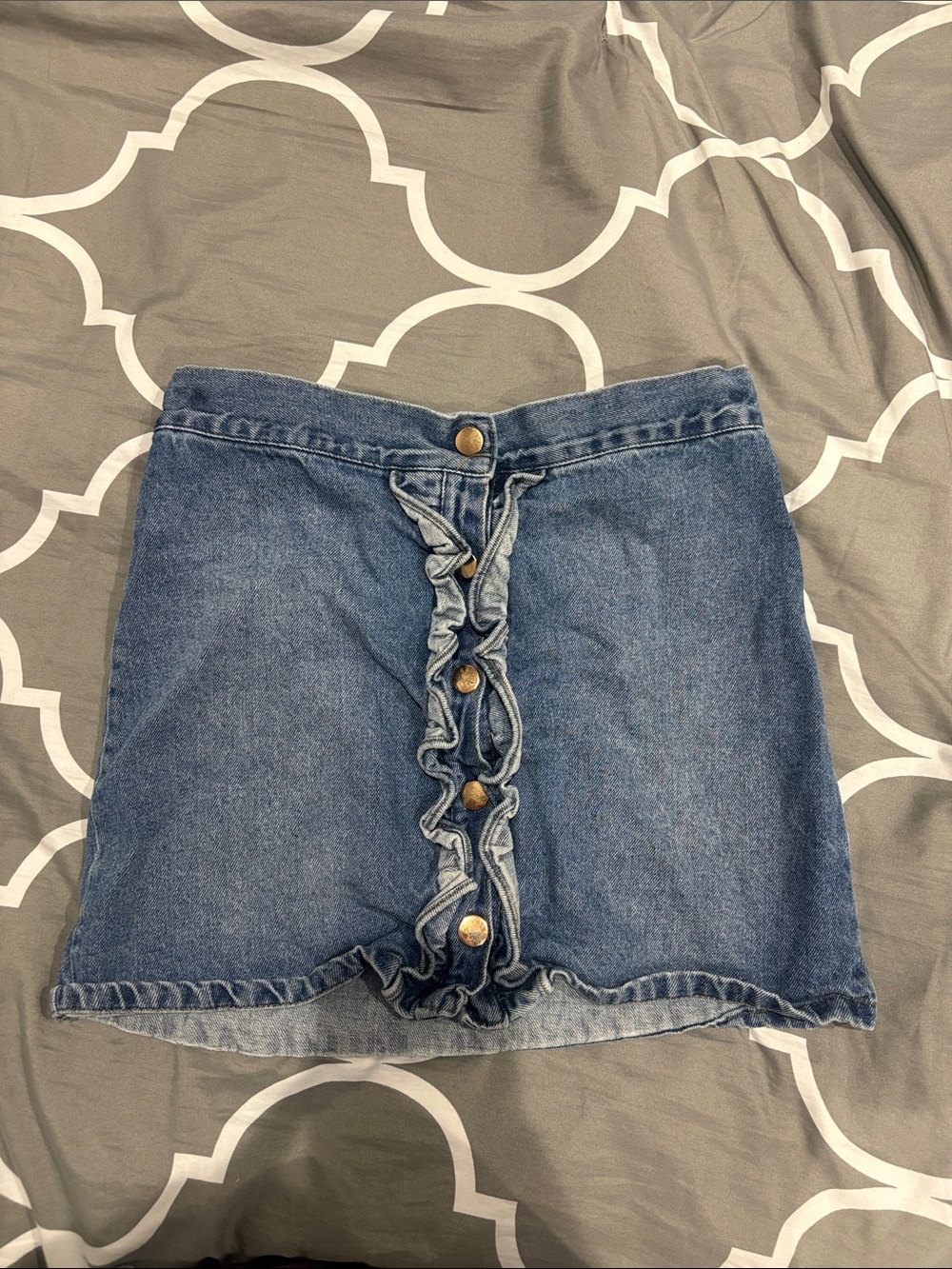 Tommy Bahama Blue Denim Ruffle-Front Mini Skirt